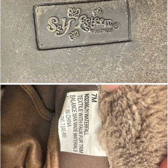 Self Esteem Tan Lace-Up Faux Fur Ankle Trim Boots Size 7 - Picture 9 of 10